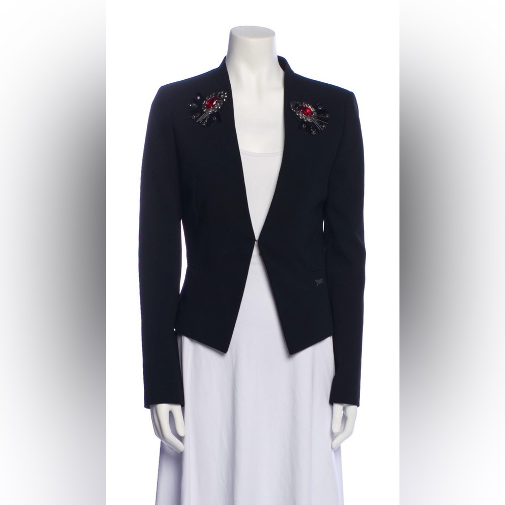 Chic Black Blazer with Embellished Accents by Philipp Plein